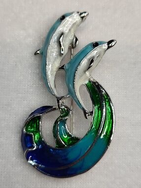 New Shy vs Bold Jumping Dolphin Brooch / Pin
